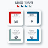 Infographics template four options with square