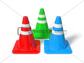 3d illustration of red traffic cone.