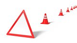 3d illustration of red traffic signs.