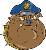 Bulldog Policeman Head Cartoon