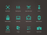 Delivery air drone icons set.