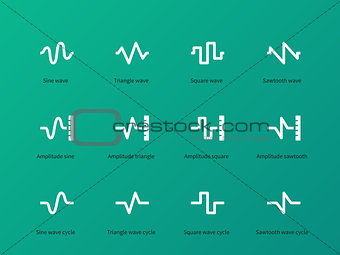 Sound wave cycle types icons on green background.