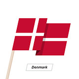 Denmark Ribbon Waving Flag Isolated on White. Vector Illustration.