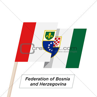 Federation Bosnia and Herzegovina Ribbon Waving Flag Isolated on White. Vector Illustration.