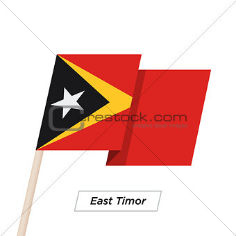 East Timor Ribbon Waving Flag Isolated on White. Vector Illustration.