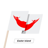 Easter Island Ribbon Waving Flag Isolated on White. Vector Illustration.