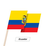 Ecuador Ribbon Waving Flag Isolated on White. Vector Illustration.