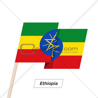 Ethiopia Ribbon Waving Flag Isolated on White. Vector Illustration.