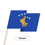 Kosovo Ribbon Waving Flag Isolated on White. Vector Illustration.