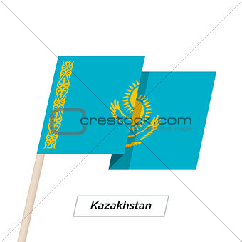 Kazakhstan Ribbon Waving Flag Isolated on White. Vector Illustration.