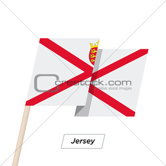 Jersey Ribbon Waving Flag Isolated on White. Vector Illustration.