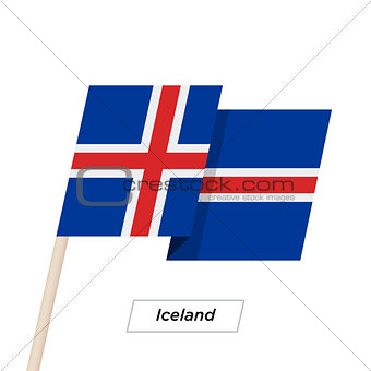 Iceland Ribbon Waving Flag Isolated on White. Vector Illustration.