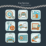 Vector thin line pictogram symbols of car service .