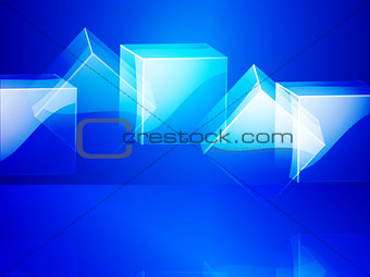 Glass cubes over blue background