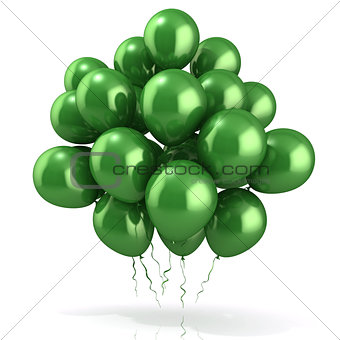 Green balloons crowd 3D