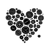Buttons collection, heart shape. Sketch for your design