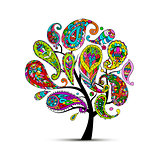 Paisley ornament, art tree, sketch for your design