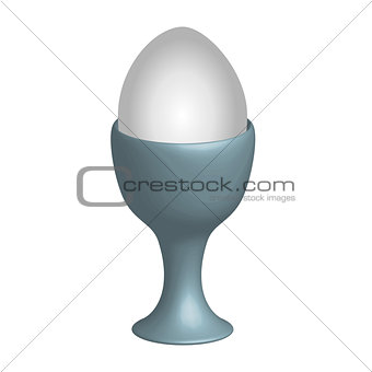 Egg in egg cup in 3D view