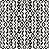 Cubic Grid Tiling Endless Stylish Texture. Vector Seamless Black and White Pattern