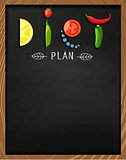 The concept of diet on the chalkboard.