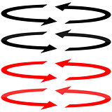Black and red arrows with in flatness double direction.