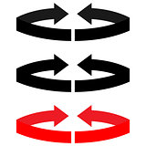 Black and red arrows with parts circles double direction.