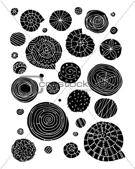 Abstract design elements, spirals and circles sketch