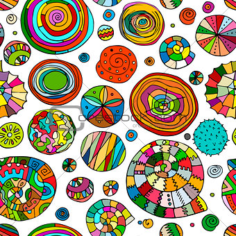 Abstract spirals and circles, seamless pattern for your design