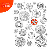 Abstract spirals and circles. Sketch for your coloring book