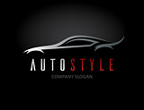Auto style car logo design with concept sports vehicle silhouette