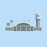 Airport building with control tower. Flat design.