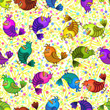 Colorful Funny Birds, Seamless