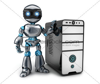 Black robot and PC