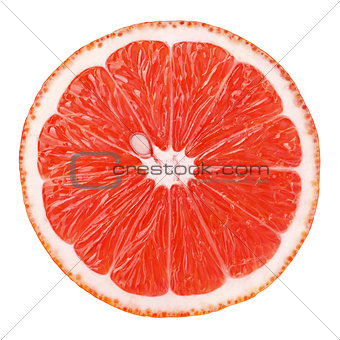 slice of grapefruit citrus fruit isolated on white