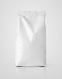Snack blank white paper bag package on gray
