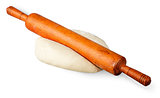 Rolling pin on a piece of dough