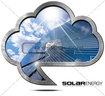 Solar Energy - Metal Cloud with Solar Panel