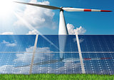 Solar Panels and a Wind Turbine