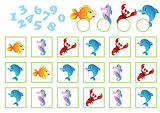 Counting educational children game, kids activity worksheet