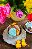 Cup with easter cookies