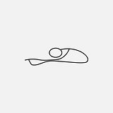 Cartoon icon of sketch little stick figure doing yoga