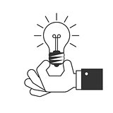 Hand holding a light bulb icon