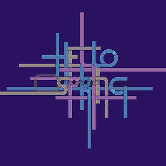 Vector typography background, phrase Hello Spring