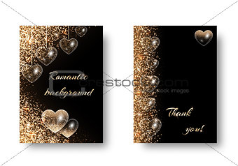 Set of romantic backgrounds with glitter