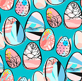 doodle Easter seamless pattern. Vector seamless doodle easter pattern with Easter eggs for easter background, fabrics, textile