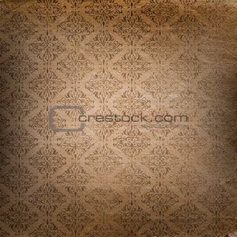 Grunge background with Damask style pattern