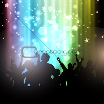 Party people on bokeh lights background