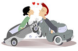 Road accident and love couples