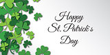 Happy Saint Patrick Day congratulation card with clover, shamrock.