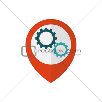 Map pointer with gears inside